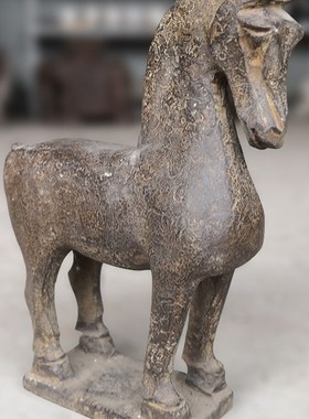 中式装修石雕复古风客厅玄关创意仿古汉唐石马家居手工艺礼品摆饰