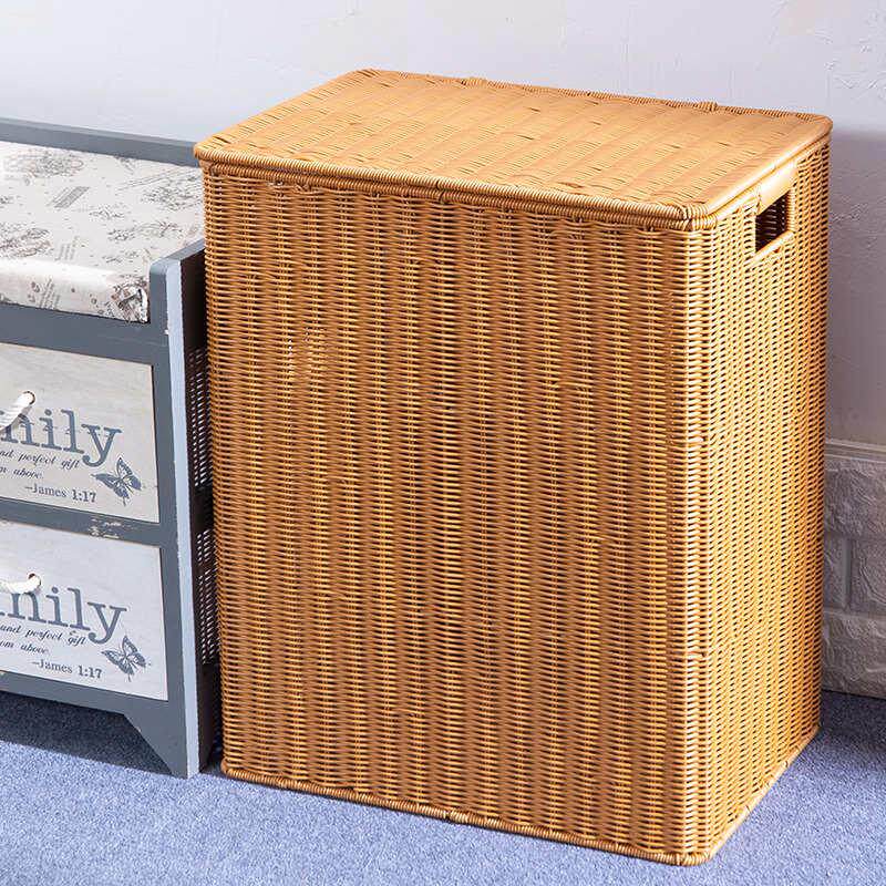 仿藤编脏衣服收纳筐收纳编织带篮箱脏方形盖子储物箱衣卧室卫生间
