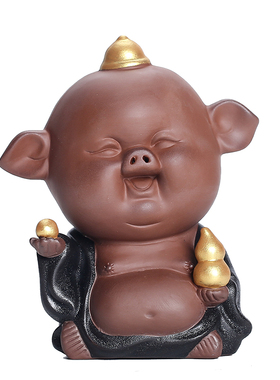 可爱吉祥五福猪紫砂摆件家居客厅茶桌可养精品茶玩茶宠摆设装饰品