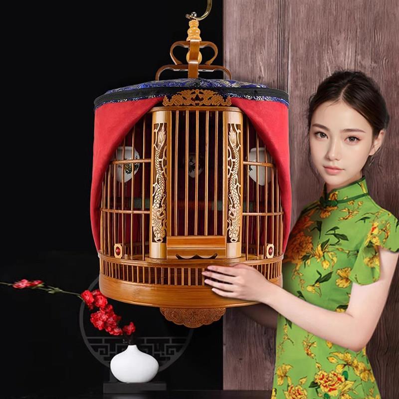 鹦鹉专用鸟笼竹制画眉八哥大号家用全套竹制笼老竹手工精品鸟笼子