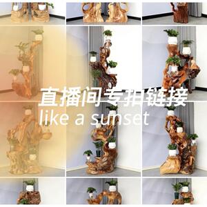 天然艺术根雕花架实木树根底座客厅摆件盆景架