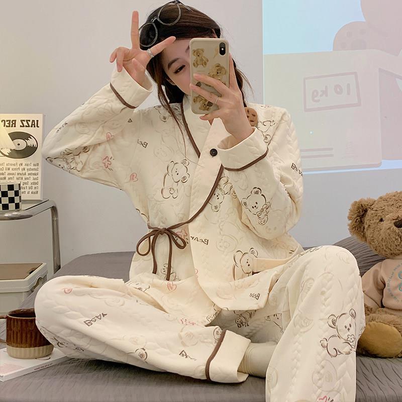 空气棉月子服春秋产后坐月孕妇睡衣女秋冬款产妇喂奶可哺乳家居服