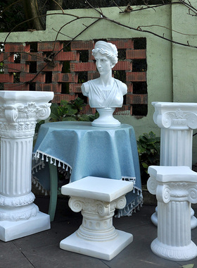 欧式白色罗马柱摆件底座大花盆婚庆道具庭院花园装饰花架阳台路引