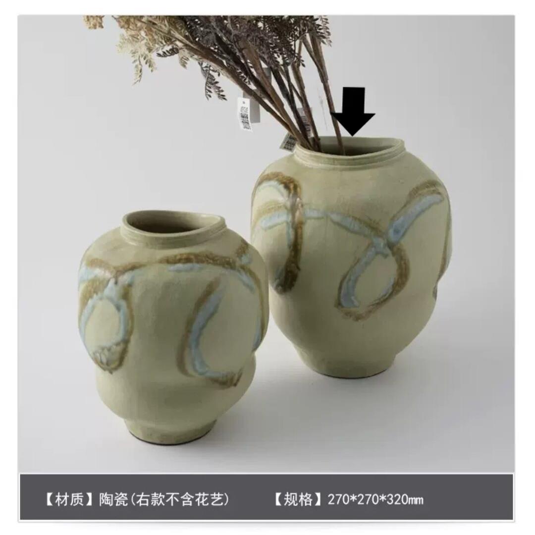 新中式现代水墨手绘陶瓷特色花瓶摆件客厅电视柜玄关插花花器