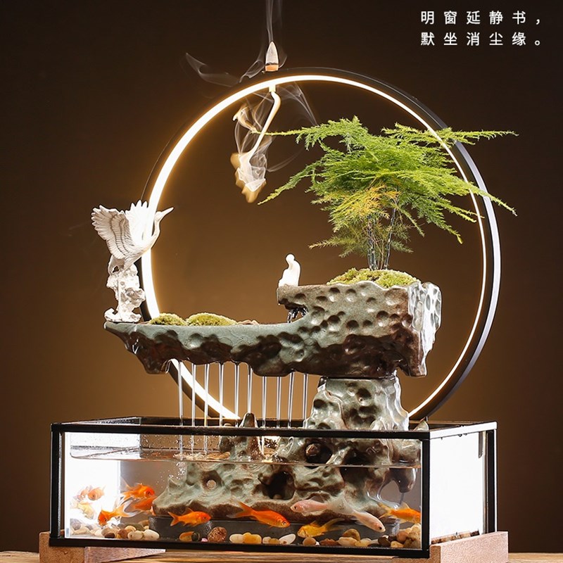 鱼缸流水生财摆件客厅循环流水器办公室桌面家居饰品招财开业礼物