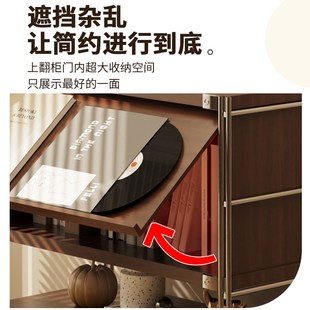 中古风收纳陈列柜子书柜落地靠墙置物柜矮柜手办展示架子沙发边柜