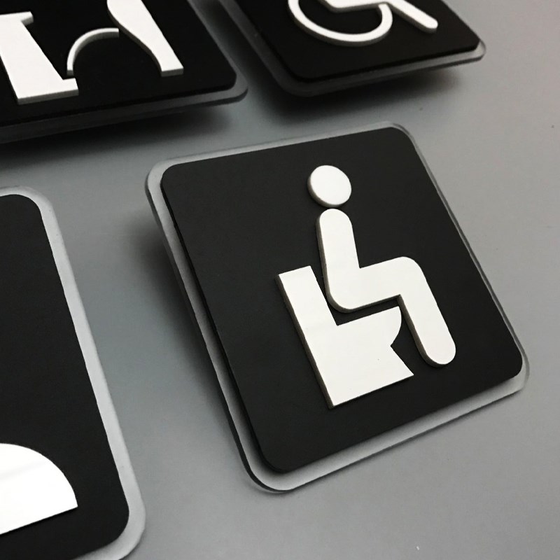 洗手间门贴蹲便坐便WC无障碍卫生间厕所小便工具间标识提示牌定做