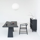 叁几 泡茶主人椅 侘寂风黑色圈椅实木靠背椅子舒服久坐榆木新中式