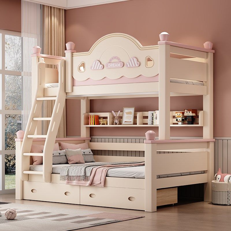 全实木上下床双层床女孩高低床小户型粉色公主床儿童子母床上下铺,住宅家具,高低/子母床,淘宝优惠券,粉丝福利购,淘宝优惠卷