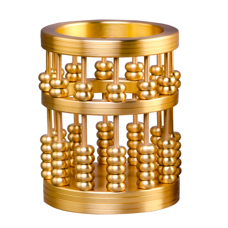 算盘笔筒摆件纯铜文房四宝珠算用品创意办公室桌面书房装饰工艺品