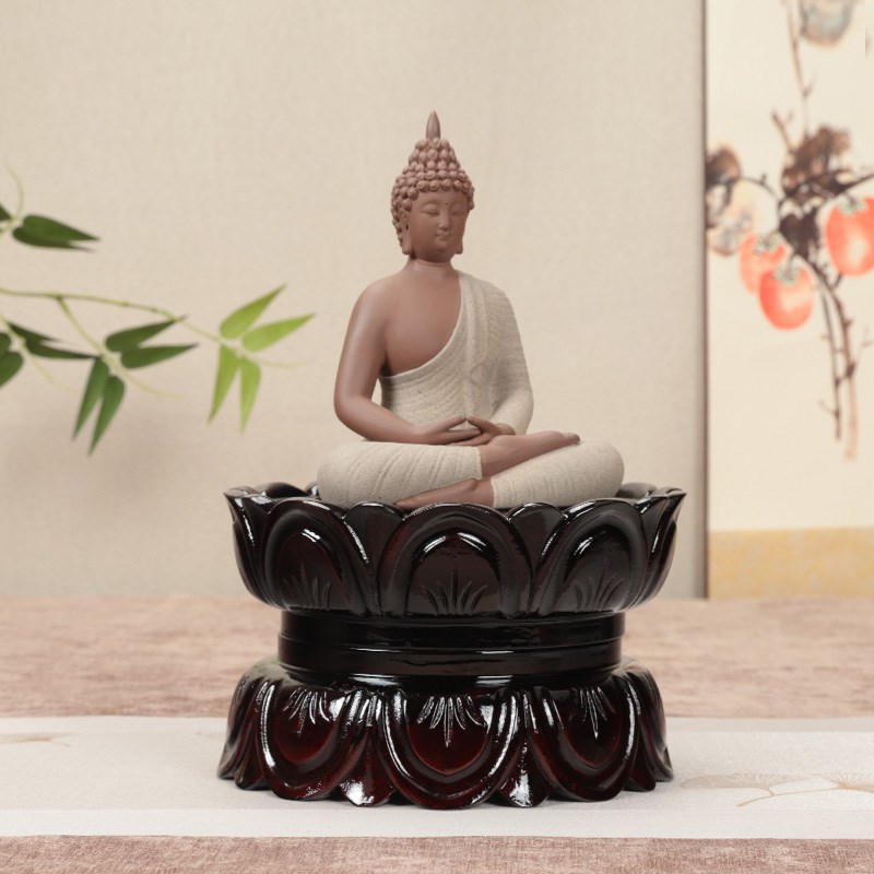 实木圆形莲花底座加高垫高托架神像佛像观音菩萨关公财神摆件底座