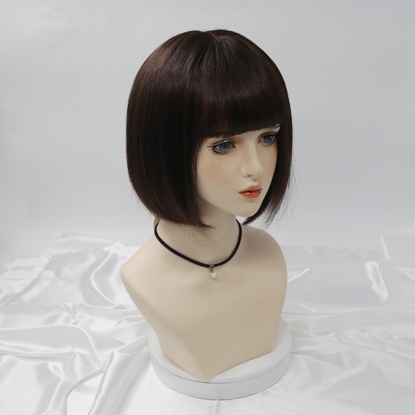 愈见如是30cm递针分缝真人发丝波波头蕾丝内网假发套