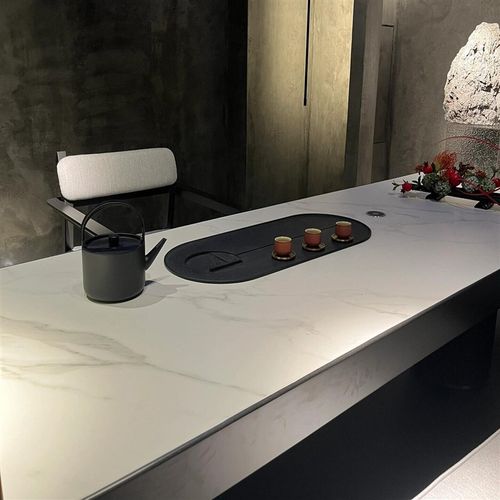 新中式黑胡桃木茶桌椅组合家用客厅岩板茶台茶室办公室泡茶桌家具