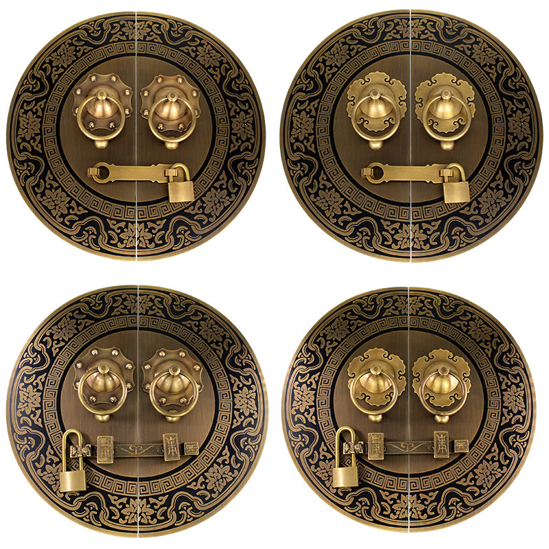 中式仿古纯铜大门拉手门环别墅对开门拉环门环复古搭扣门栓门把手