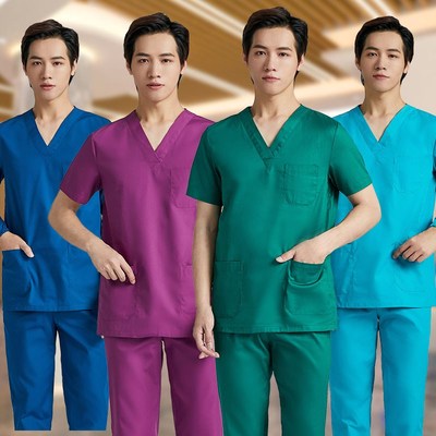 手术室洗手衣长袖夏季薄款短袖纯棉男医生口腔牙科刷手隔离工作服