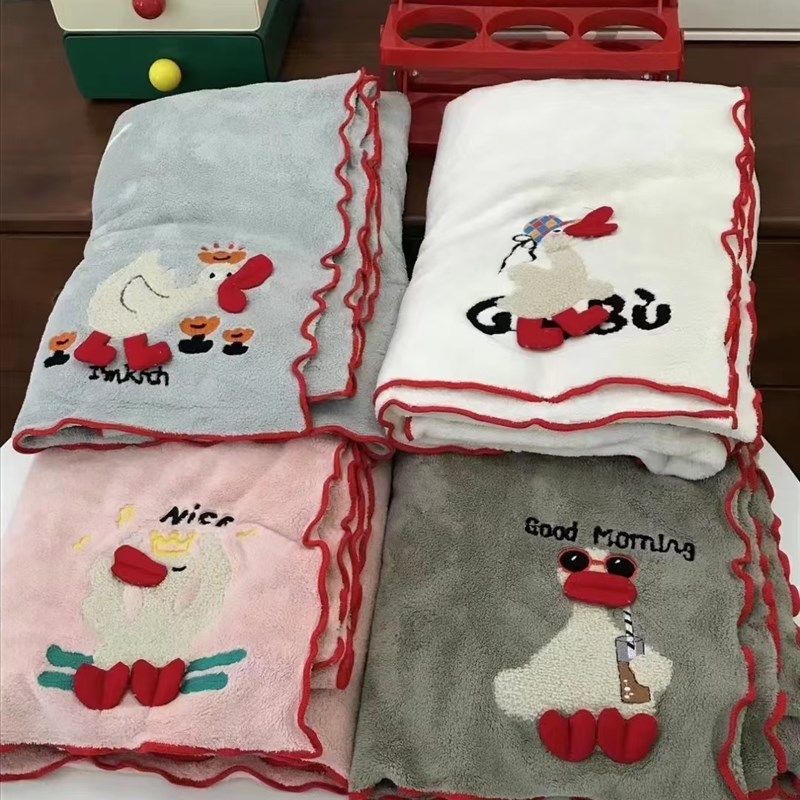 加大加厚四件套可爱嘟嘟鸭浴裙毛巾浴巾干发帽珊瑚绒吸水不掉毛,居家布艺,浴巾,淘宝优惠券,粉丝福利购,淘宝优惠卷