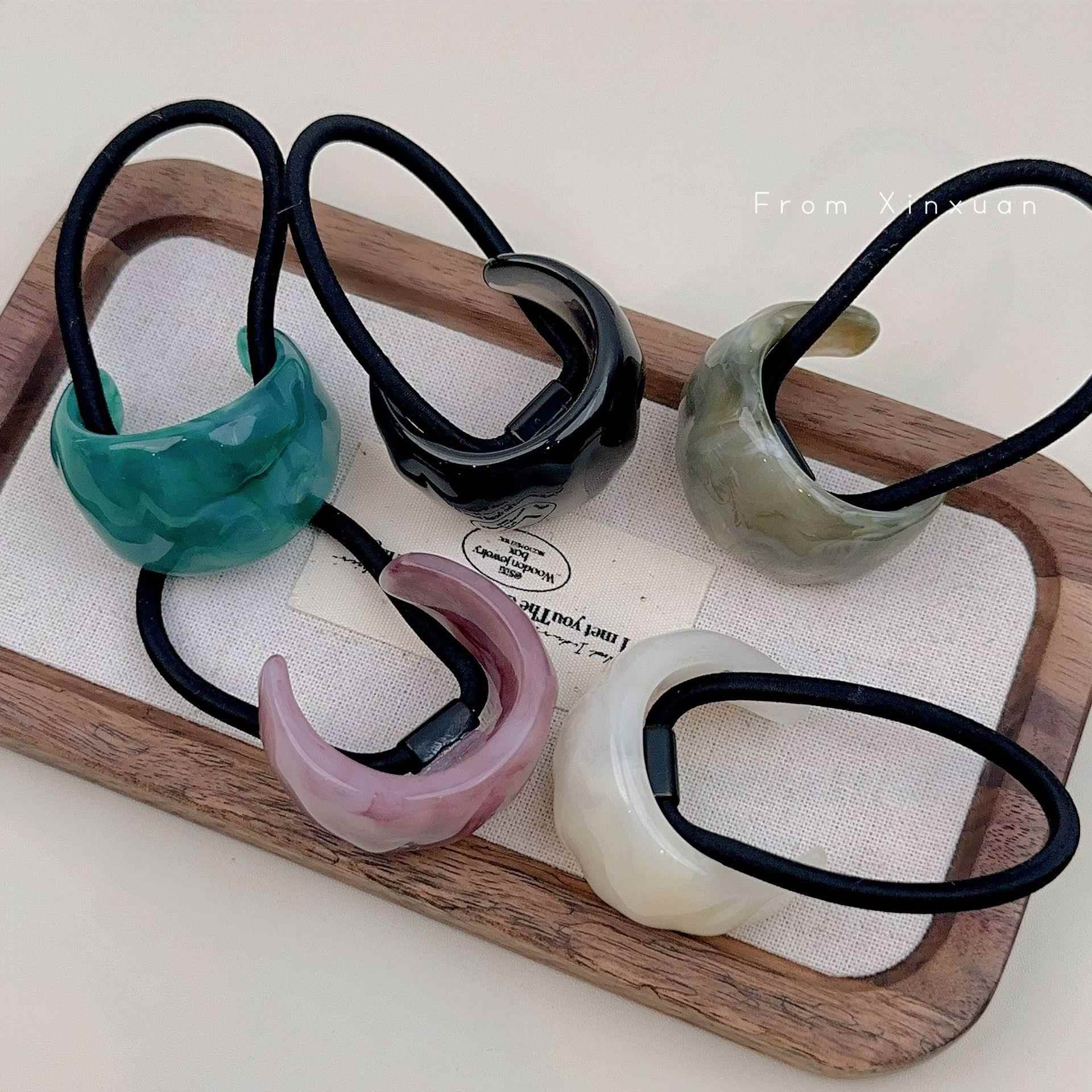 紫色水墨晕染发圈!高弹力耐用头绳!2024半圆女头饰发饰旅行发卡