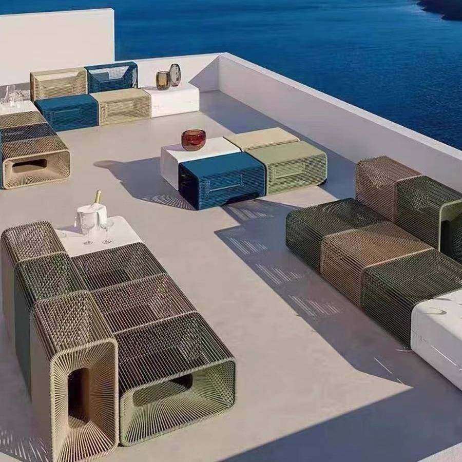 北欧户外休闲藤编沙发酒店别墅庭院度假村花园设计师懒人家具组合