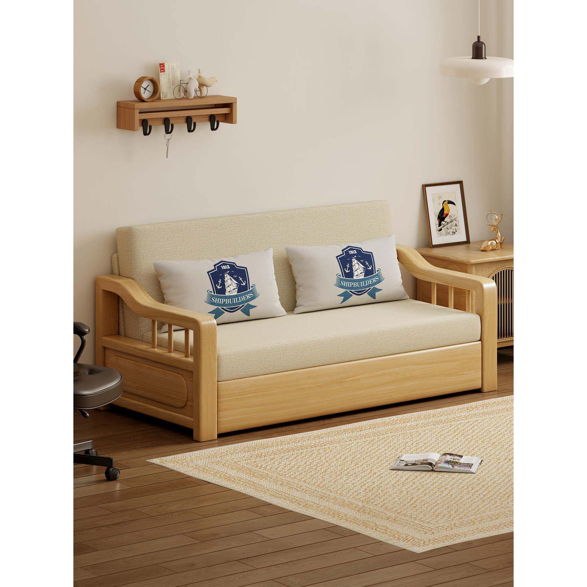 折叠单人沙发床小户型客厅多功能2025年新款实木沙发床一体两用