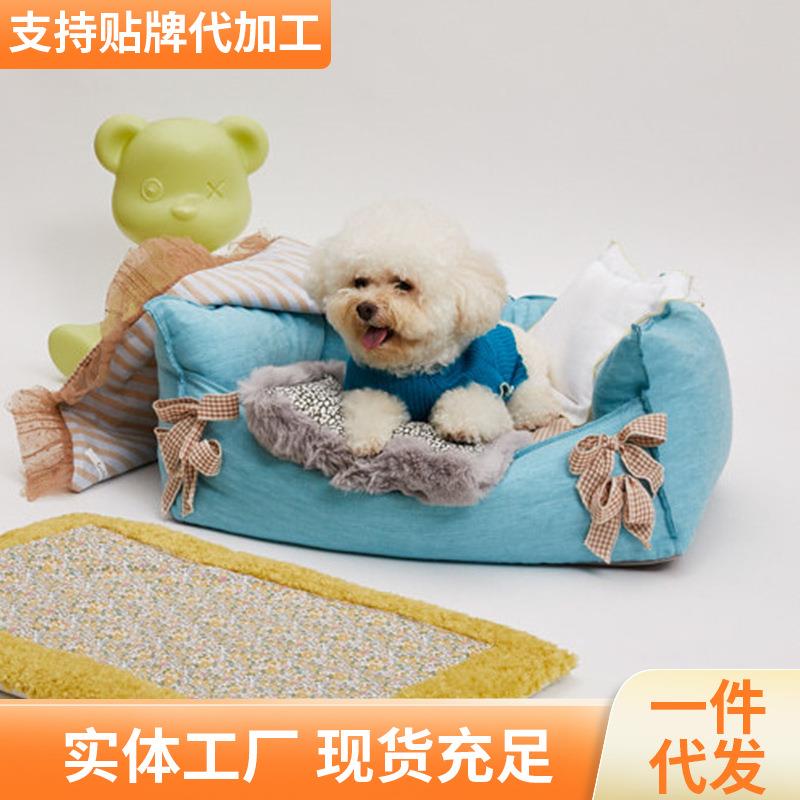 新款韩版高档棉狗窝不粘毛窝垫中小型犬泰迪法斗窝可拆洗猫窝狗床