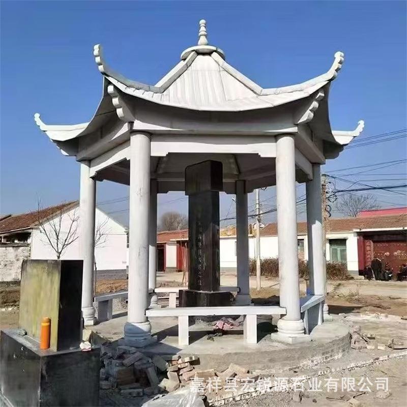 供应大理石中式庭院双层六角亭子石雕凉亭户外大理石景观凉亭