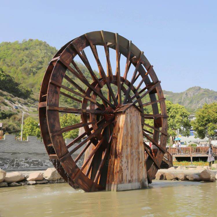 户外大型仿古防腐木景观水车乡村振兴建设工程景区网红流水摆件