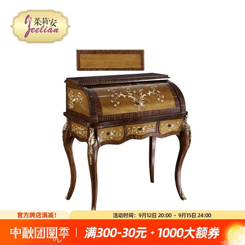美式复古古董家具实木梳妆台欧式木色手绘赤杨木树瘤木皮妆台