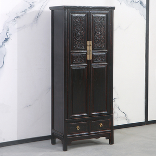 饰门厅柜古典家具 仿古实木雕花卧室储物2门立柜装 中式 复古衣柜