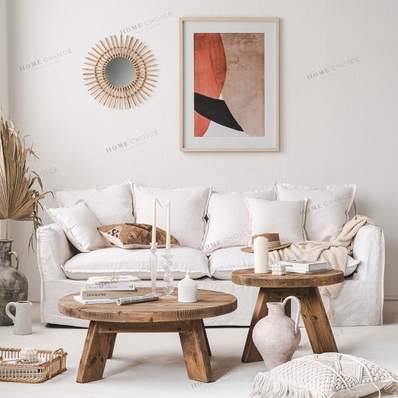 润家家居美式乡村三脚坐地茶几实木飘窗矮茶桌松木拼接矮几沙发桌