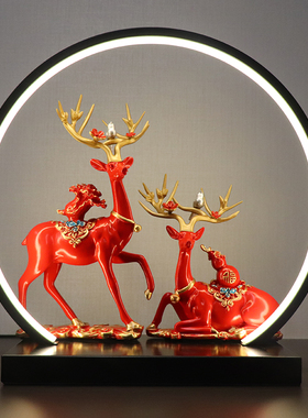 对鹿摆件创意招财家居饰品新中式客厅酒柜茶几电视柜玄关房间摆设