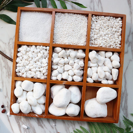 陕西白石子白色石头白色砾石造景小石子景观庭院铺路铺地阳台装饰