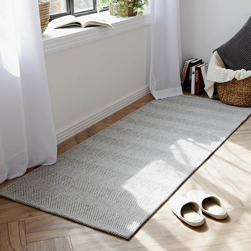 日韩简约卧室地毯牀边毯人字纹长条牀边地垫高级色主卧加厚可定制