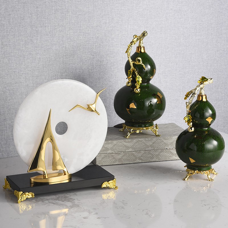 景德镇陶瓷葫芦摆件酒店别墅家居酒柜陈设新房福禄双全送礼装饰品