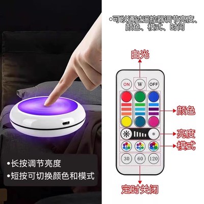 充电遥控展示柜LED灯无线手办灯橱柜酒柜灯玄关衣柜鞋柜氛围照明