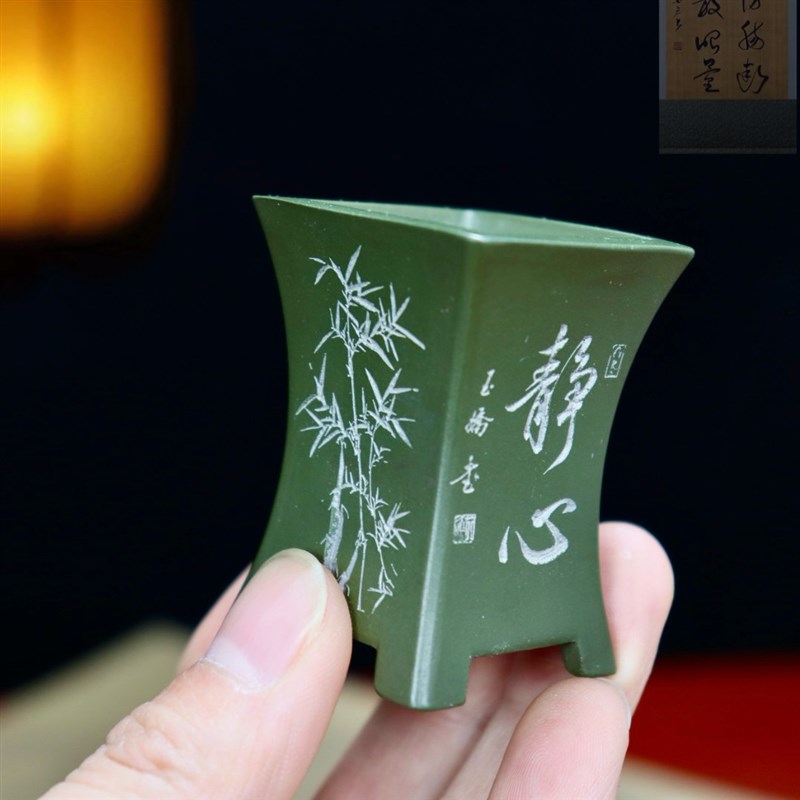 精品紫砂花盆微型盆景盆栽桌面小多肉菖蒲掌上盆景迷你签筒拇指盆