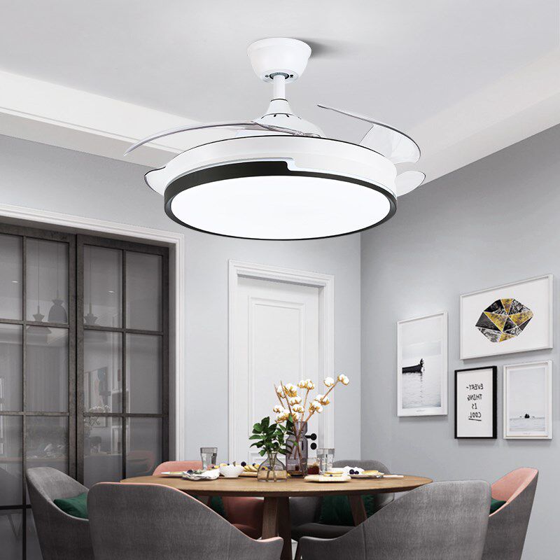 奥宏52寸隐形吊扇灯餐厅简约家用电扇时尚卧室客厅灯智能风扇吊灯