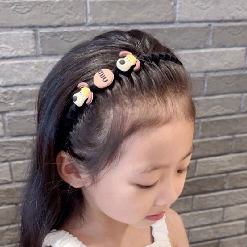 儿童奶咖卡通掌门狗发箍女2024新款儿童碎发梳可爱头箍不勒头发卡