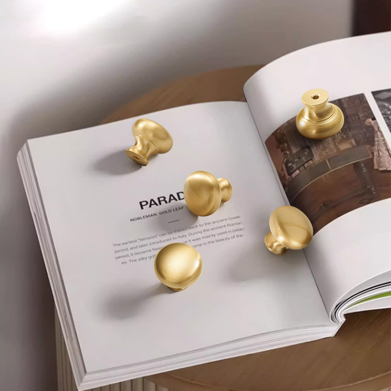 黄铜圆形拉手衣柜门抽屉橱柜法式轻奢茶几圆球金色单孔高级感把手