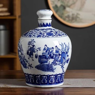 景德镇青花瓷陶瓷空酒瓶1斤2斤3斤5斤10斤存酒专用酒壶酒坛子酒罐