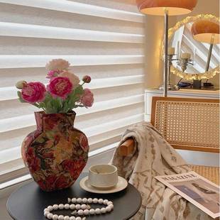 花园系列提花工艺花瓶涤棉布艺装饰花瓶纹理精致半手工制作装饰品