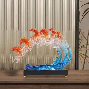 创意马群树脂摆件新中式客厅电视柜玄关酒柜家居装饰高档装饰