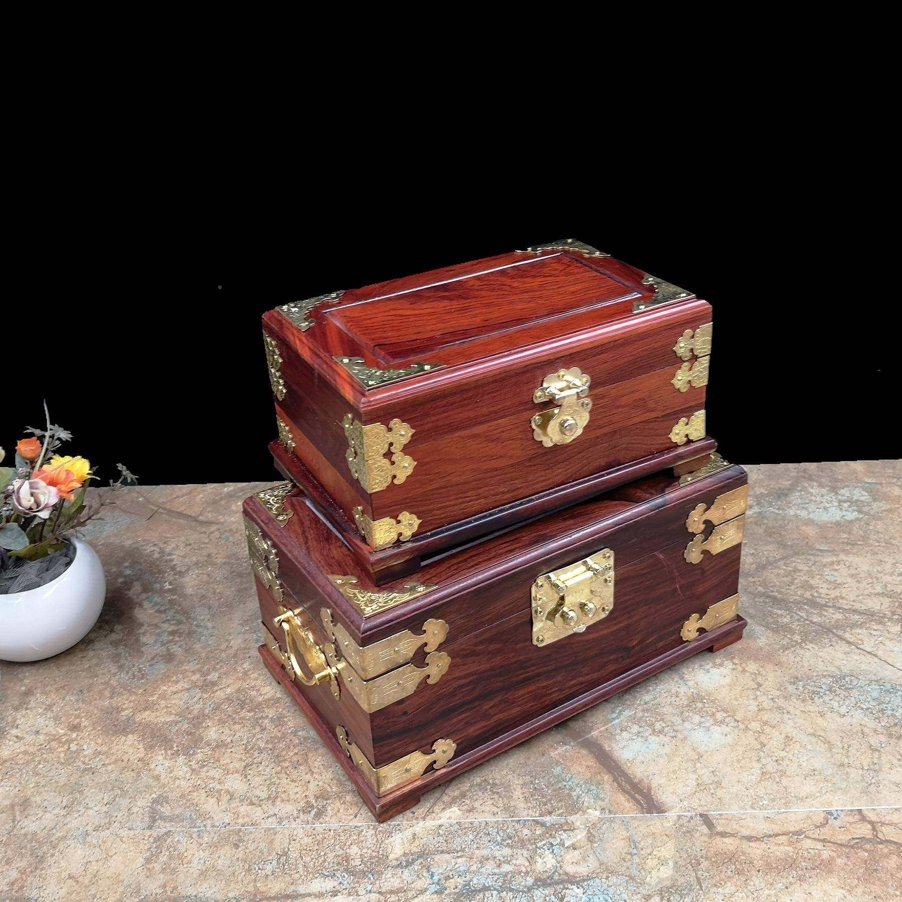 新OEC款枝密码绒布首盒酸红木收纳木盒子LOGO复古创意便携饰刻摆