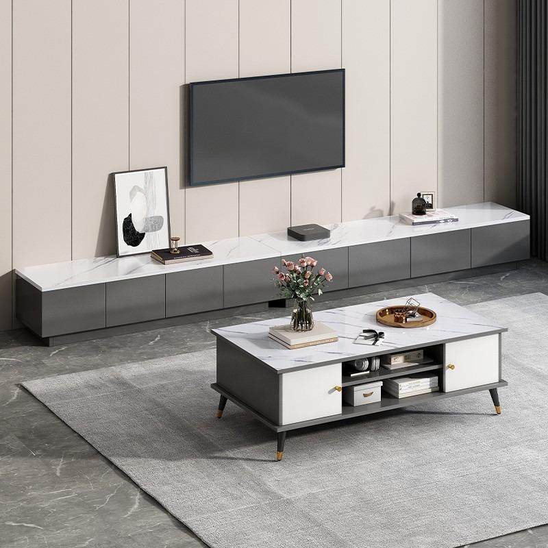 电视柜简约现代客厅用小型落桌新款轻地奢极简YML仿岩家板电视户