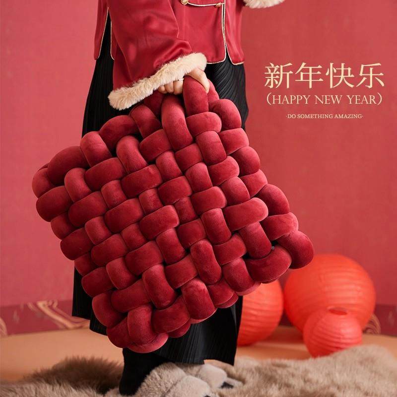 圣诞特辑红色YX抱枕新年喜庆红色酒靠结婚客厅卧红室枕大色靠垫