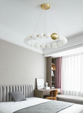北欧in256s风环卧室吊灯代简约轻奢设现计创感意魔圆豆餐厅客厅灯