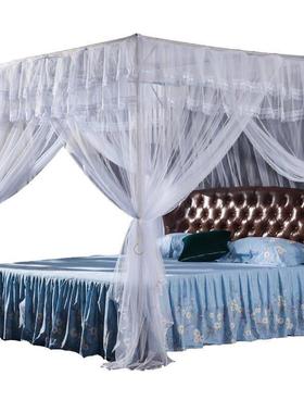 蚊帐带三开门不锈支架加顺威家纺厚方顶落钢地宫廷双固人床定绑厂