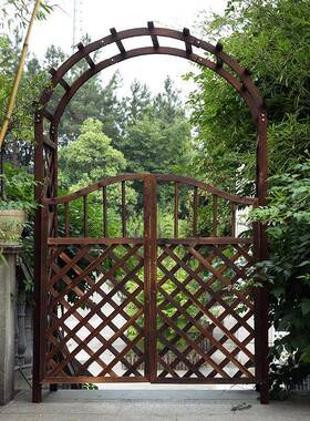 厂家木供庭院防腐实拱ZGM门园林实木栅栏拱直门制拱形木碳化木拱