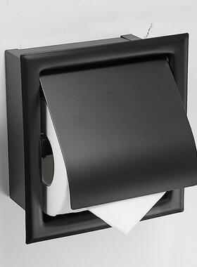 311110不4锈钢暗装纸纸公巾架入墙式纸巾盒嵌入厕盒卷纸盒共卫生