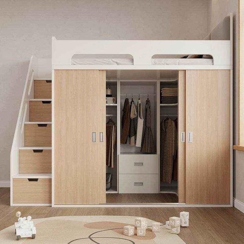 能实木上床下柜多功组合床衣帽间衣柜一体床无品牌/小型儿童半户