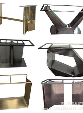 大理石桌脚支腿岩架板客桌不腿锈钢钛金脚黑00547钛镜面奢石桌脚